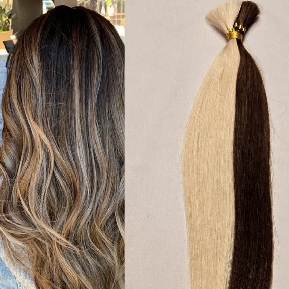 20″ 100 grams,10 Bundles, Human V-Light Bulk Hair Extensions(Loose Hair) #4/613